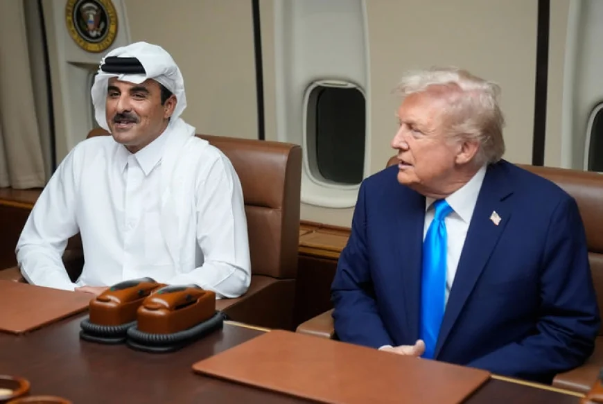 ABD Başkanı Donald Trump Yakıt Molasında Katar Emiri İle Görüştü