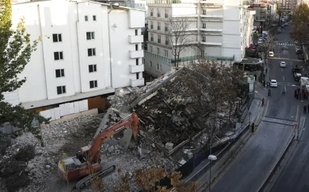Ankarada kontrollü yıkımı yapılan 5 katlı atıl bina çöktü