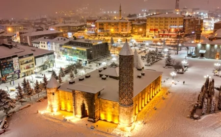 Erzurum'da Tarihi Yapıların Kış Manzarası Havadan Görüntüler