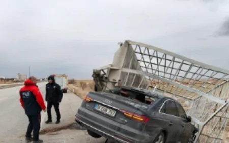 Karaman Kazımkarabekir'de Şiddetli Rüzgar Kazalara Yol Açtı: Araçlar Devrildi